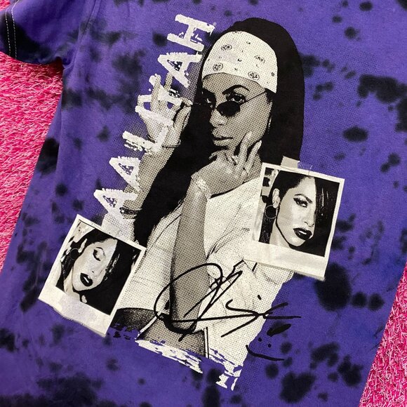 Aaliyah Tie dye RNB Purple Retro Style Tshirt size Extra Small - Picture 4 of 5
